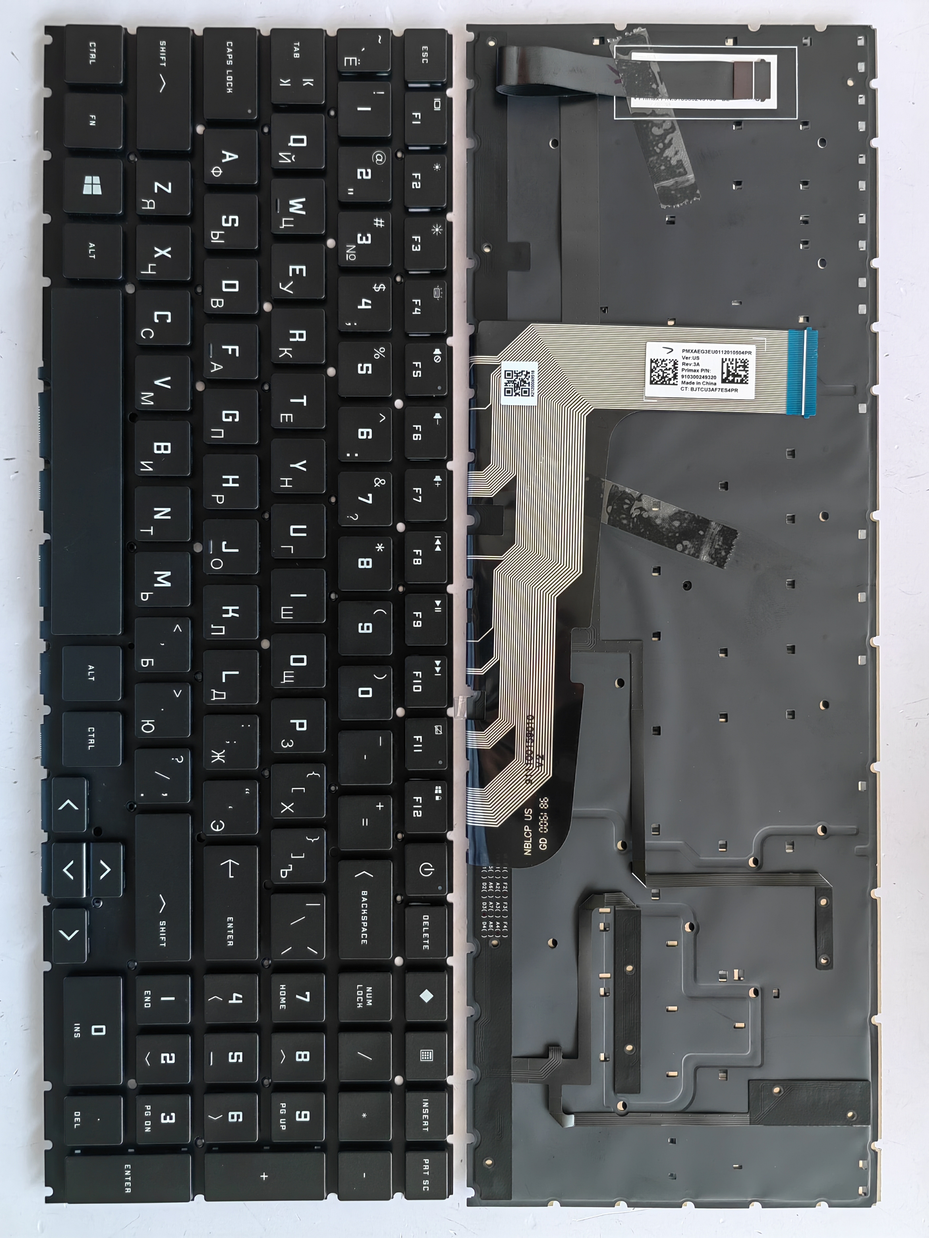 Picture of New Replacement Laptop Keyboard For HP 15-EN/15-EK with number keys, colorful backlight BLACK Backlit (OEM) RU Layout